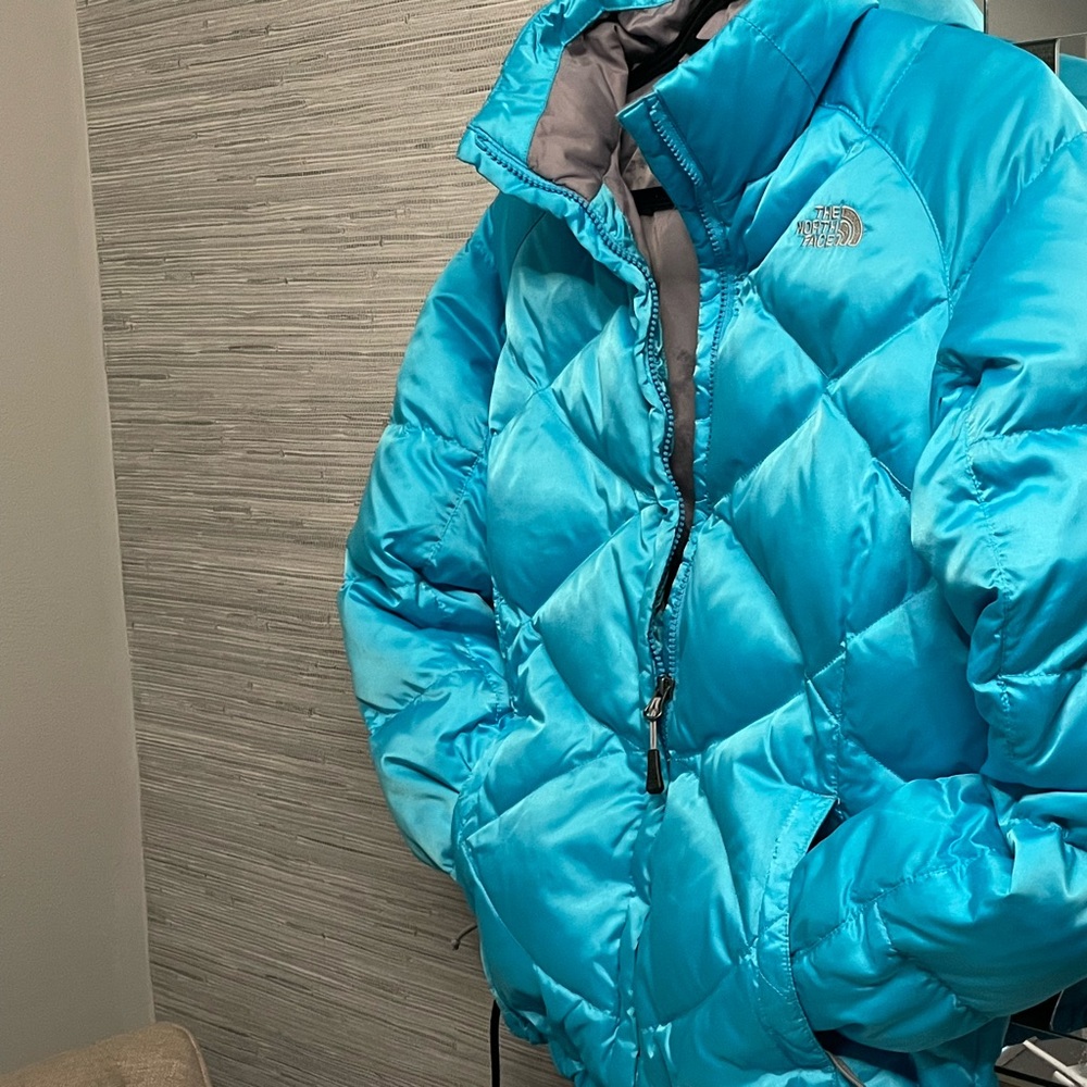 North Face shinny blue  puffy coat